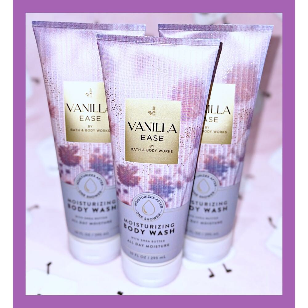 Bath & Body Works Vanilla Ease 10 fl oz Moisturizing Body Wash Creamy Lather x3